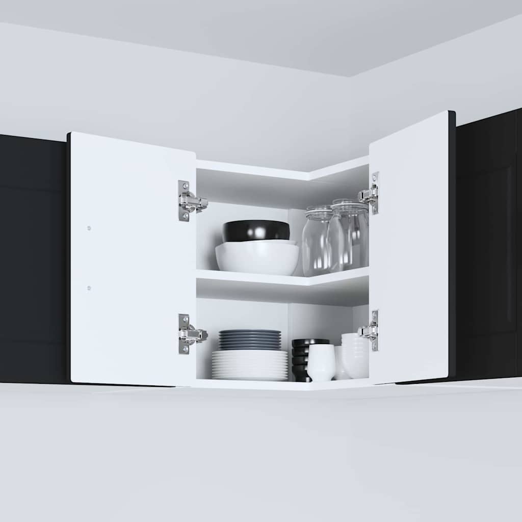 vidaXL Κρεμαστό ντουλάπι κουζίνας με ράφι Μαύρο 57 x 57 x 40 εκ.