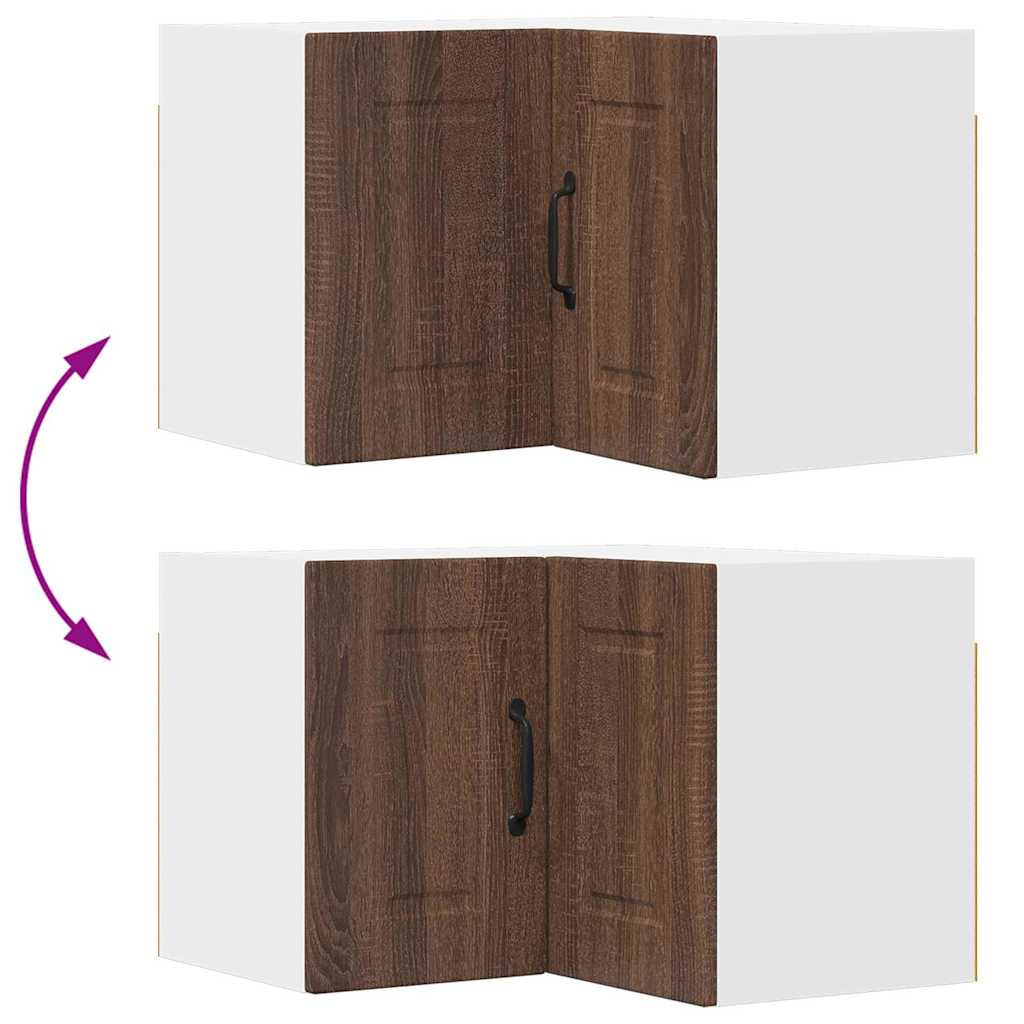 vidaXL Κρεμαστό ντουλάπι κουζίνας με ράφι Καφέ δρυς 57 x 57 x 40 εκ.