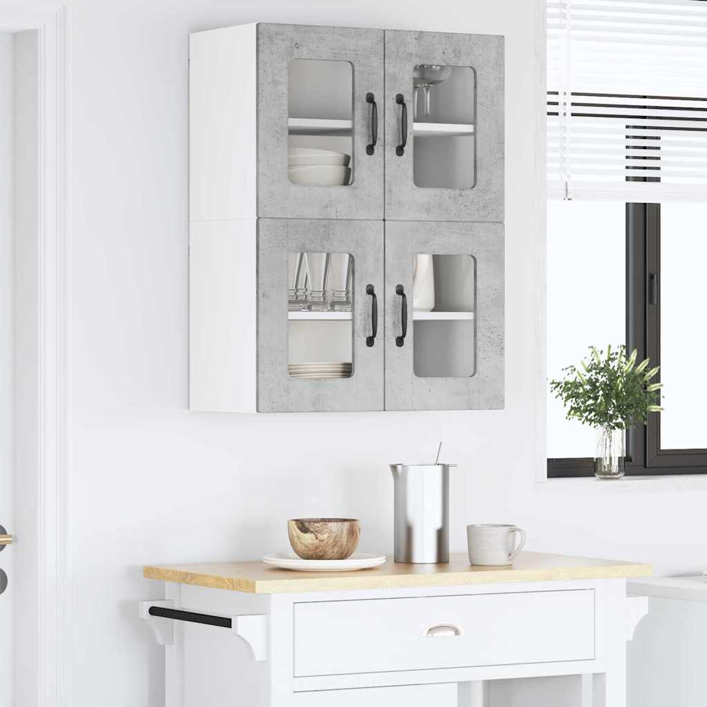 vidaXL Κρεμαστό ντουλάπι κουζίνας 2 pcs Σκυρόδεμα Γκρι 60 x 31 x 40 εκ