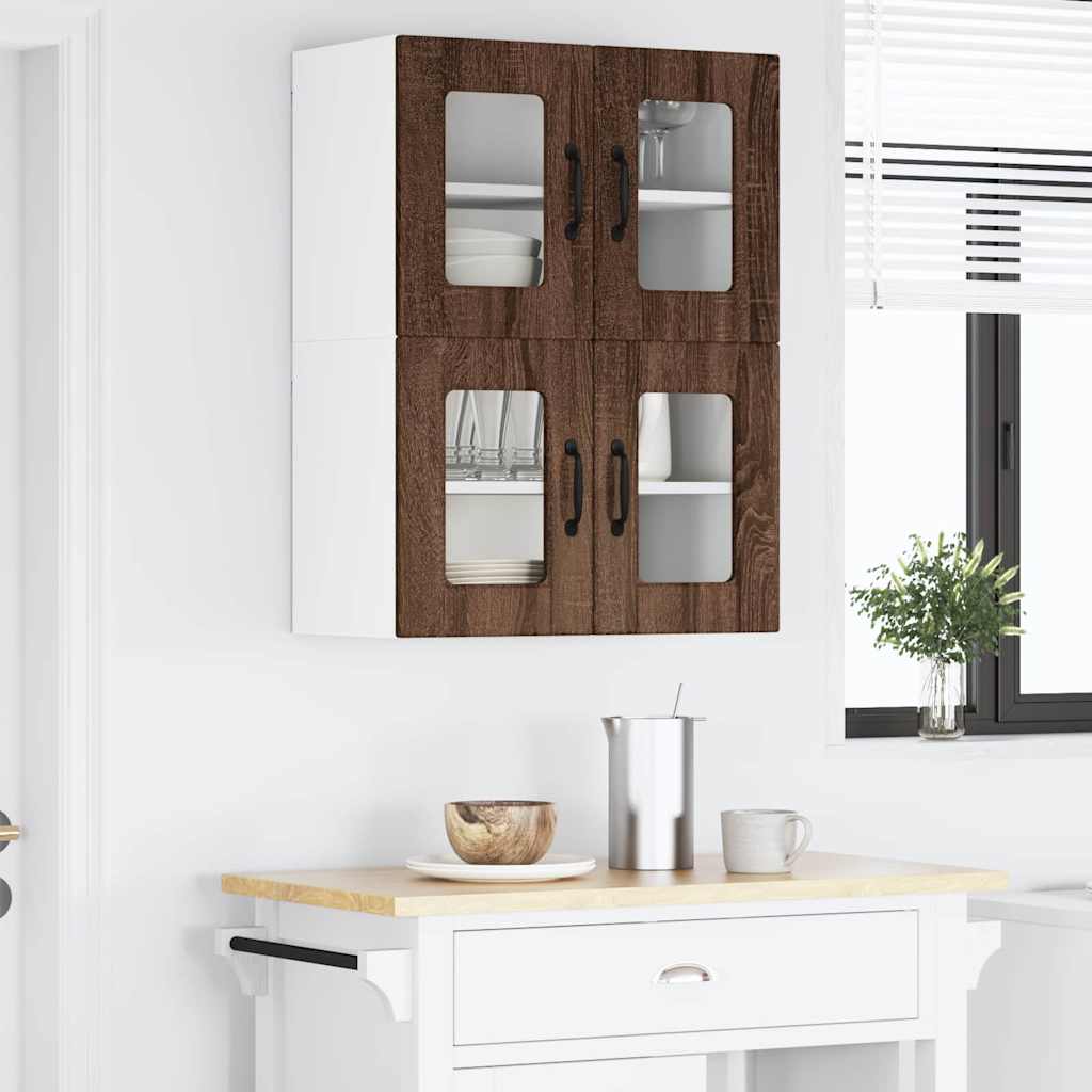 vidaXL Κρεμαστό ντουλάπι κουζίνας 2 pcs Καφέ δρυς 60 x 31 x 40 εκ