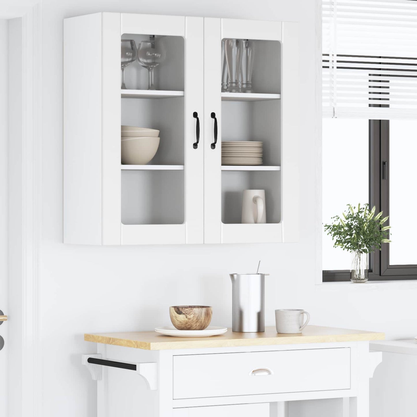 vidaXL Ραφιέρα τοίχου PORTO Λευκό 40 x 31 x 80 εκ. Επεξεργασμένο Ξύλο