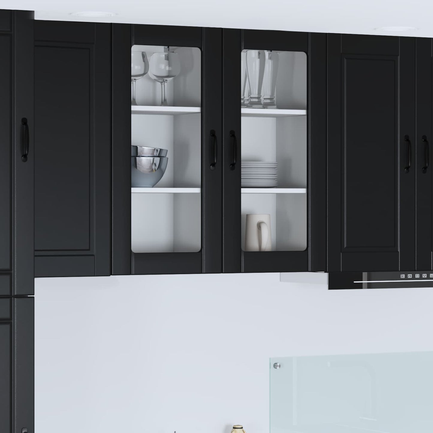 vidaXL Ραφιέρα τοίχου PORTO Μαύρο 40 x 31 x 80 εκ. Επεξεργασμένο Ξύλο