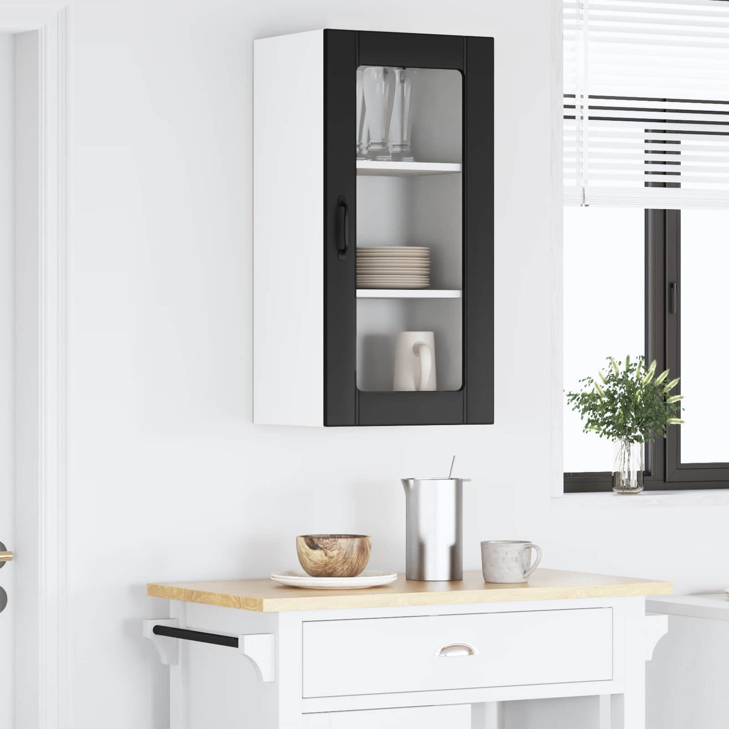 vidaXL Ραφιέρα τοίχου PORTO Μαύρο 40 x 31 x 80 εκ. Επεξεργασμένο Ξύλο