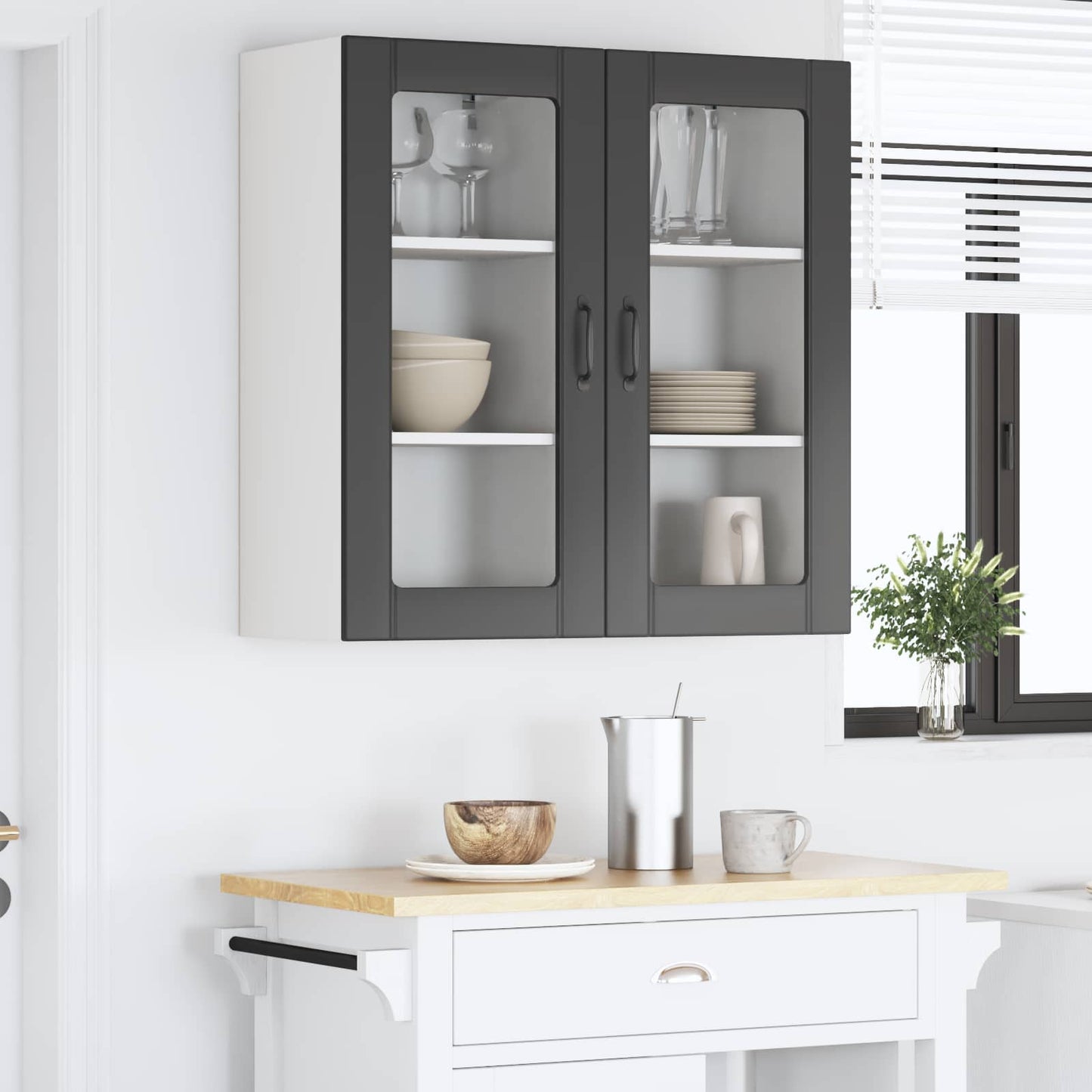vidaXL Ντουλάπα Κουζίνας με ράφι με πόρτα 2 pcs Μαύρο 40 x 31 x 80 εκ.