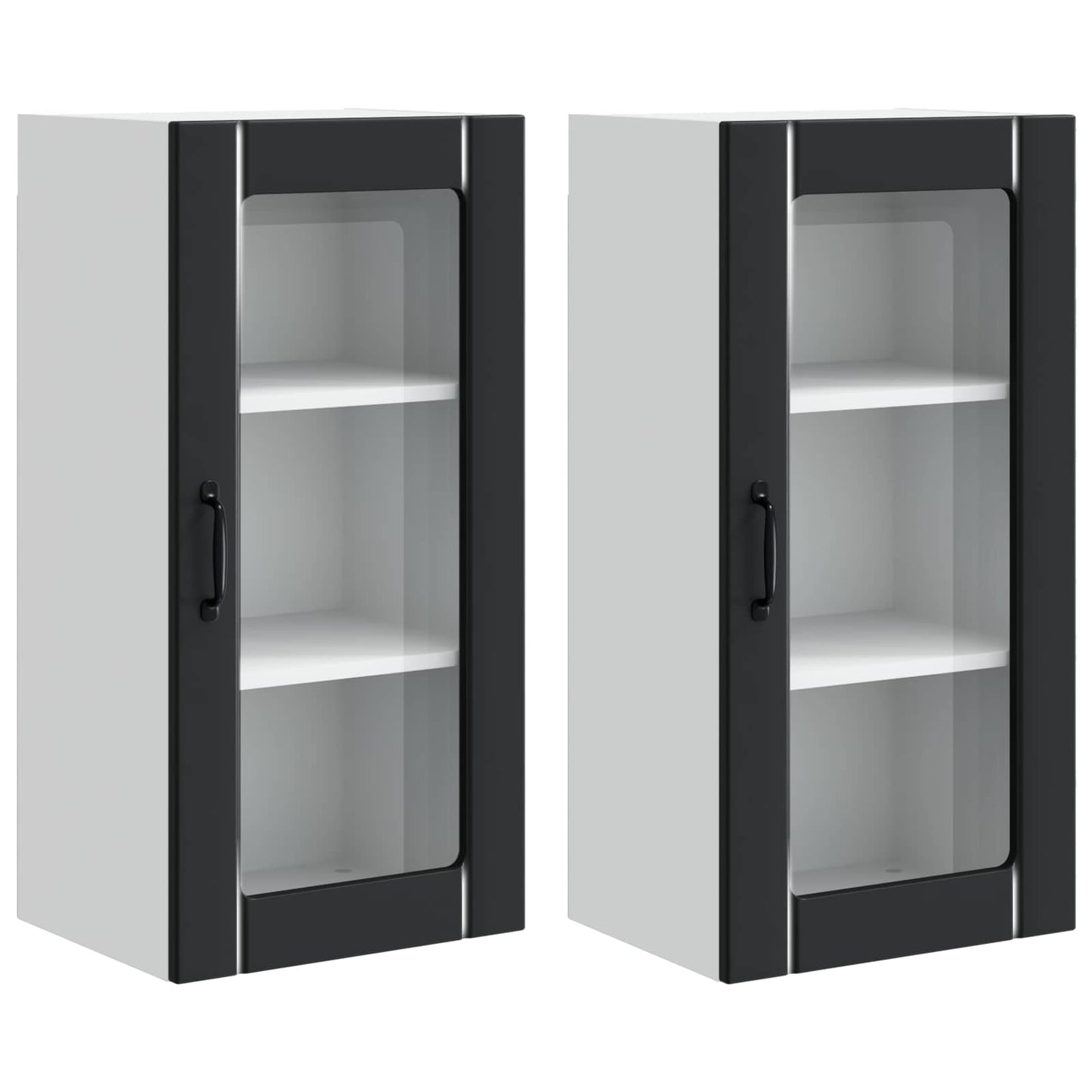 vidaXL Ντουλάπα Κουζίνας με ράφι με πόρτα 2 pcs Μαύρο 40 x 31 x 80 εκ.