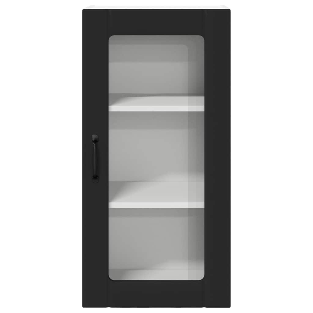 vidaXL Κρεμαστό ντουλάπι κουζίνας με ράφι 2 pcs Μαύρο 40 x 31 x 80 εκ.