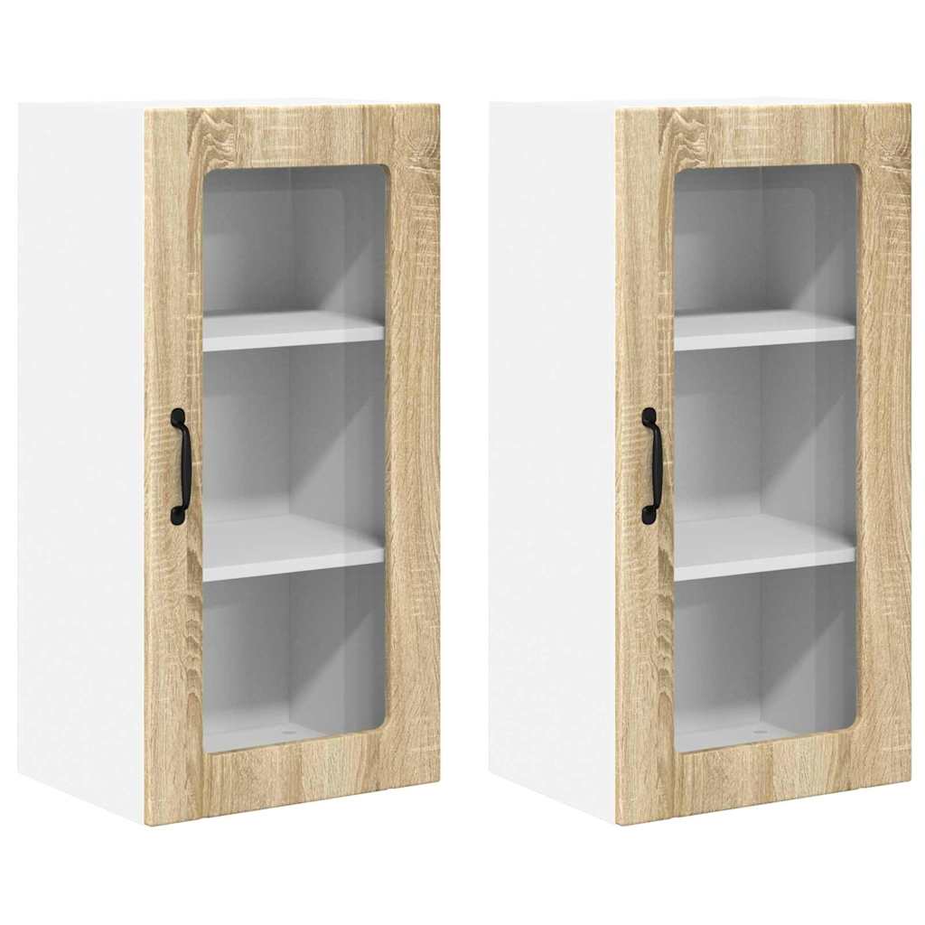 vidaXL Κρεμαστό ντουλάπι κουζίνας 2 pcs Δρύς Sonoma 40 x 31 x 80 εκ.