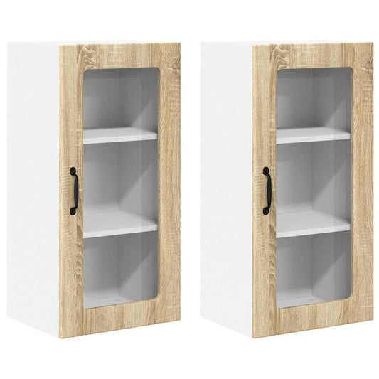 vidaXL Κρεμαστό ντουλάπι κουζίνας 2 pcs Δρύς Sonoma 40 x 31 x 80 εκ.