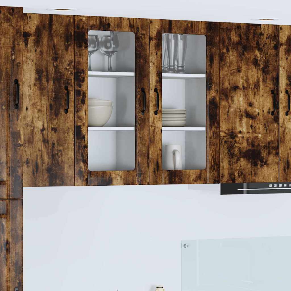 vidaXL Κρεμαστό ντουλάπι κουζίνας 2 pcs Καπνιστό Δρύς 40 x 31 x 80 εκ.