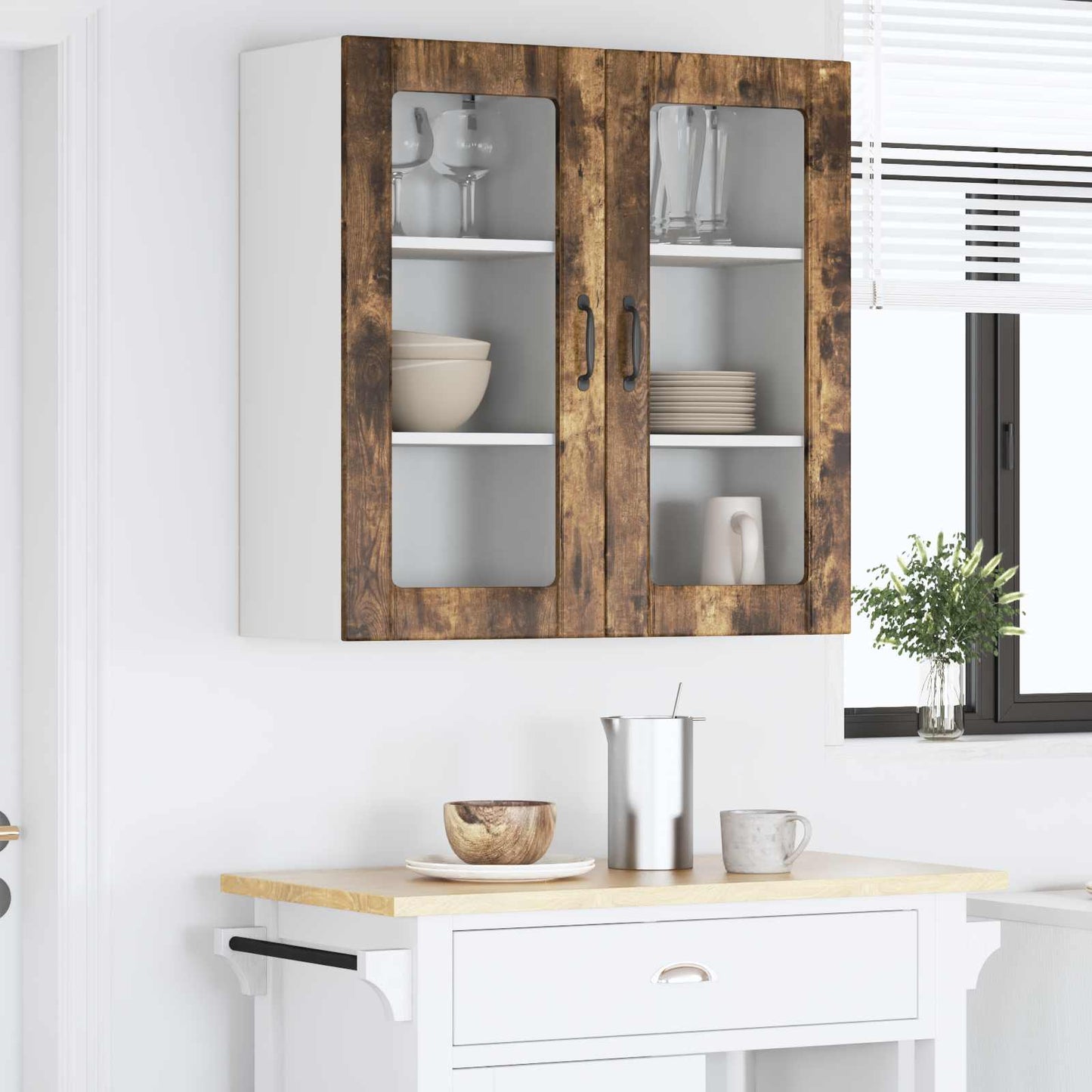 vidaXL Ντουλάπα Κουζίνας με ράφι 2 pcs Καπνιστό Δρύς 40 x 31 x 80 εκ.