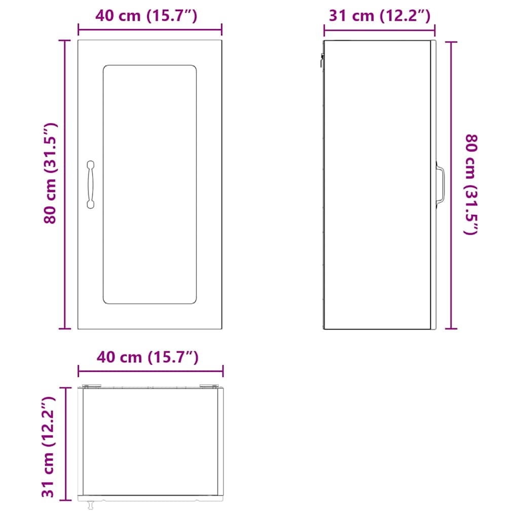 vidaXL Ντουλάπα Κουζίνας με ράφι 2 pcs Γκρίζο Σονομα 40 x 31 x 80 εκ.