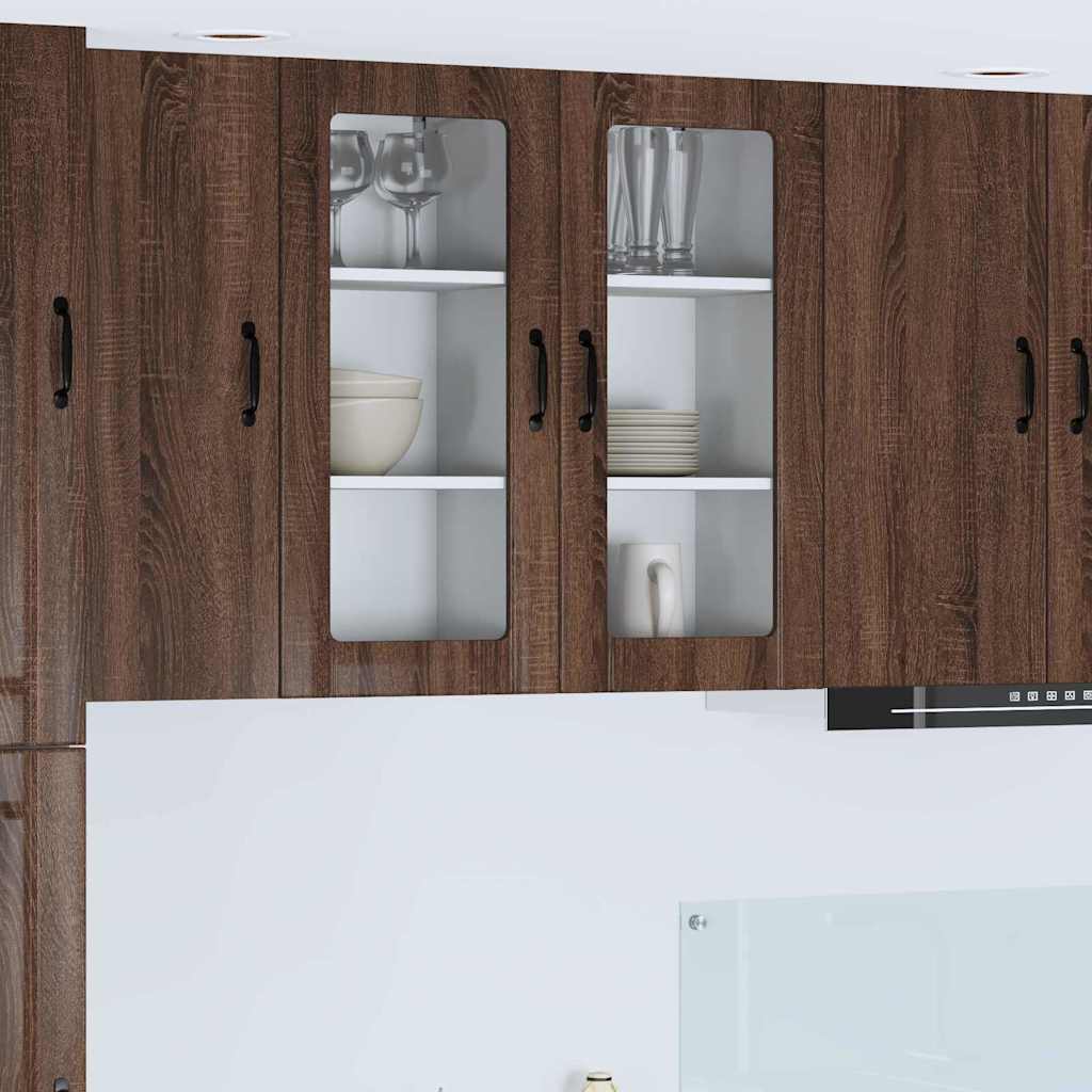 vidaXL Κρεμαστό ντουλάπι κουζίνας με ράφι Καφέ δρυς 40 x 31 x 80 εκ.