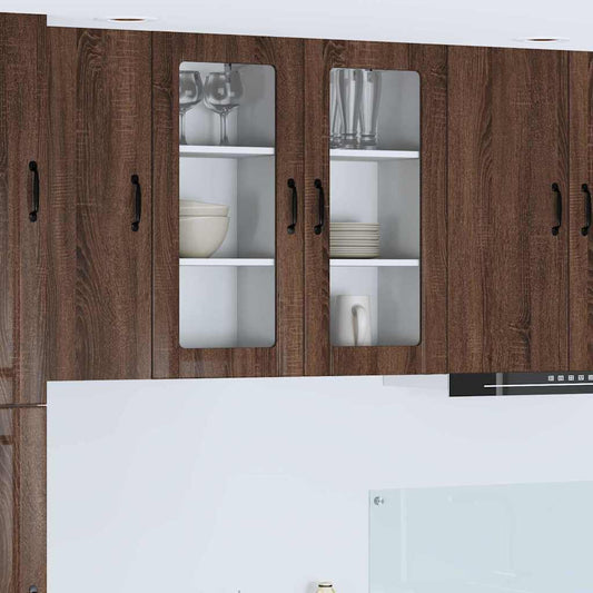 vidaXL Κρεμαστό ντουλάπι κουζίνας 2 pcs Καφέ δρυς 40 x 31 x 80 εκ.