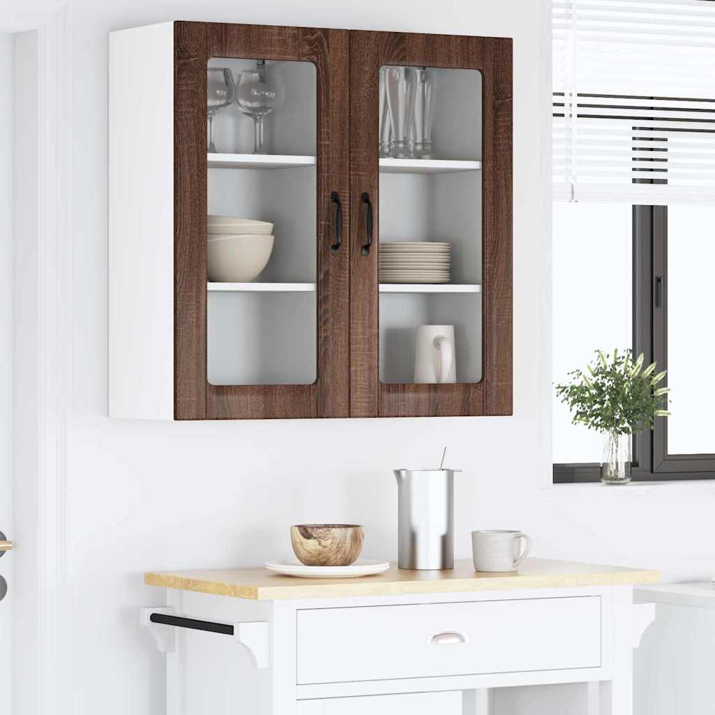 vidaXL Κρεμαστό ντουλάπι κουζίνας 2 pcs Καφέ δρυς 40 x 31 x 80 εκ.