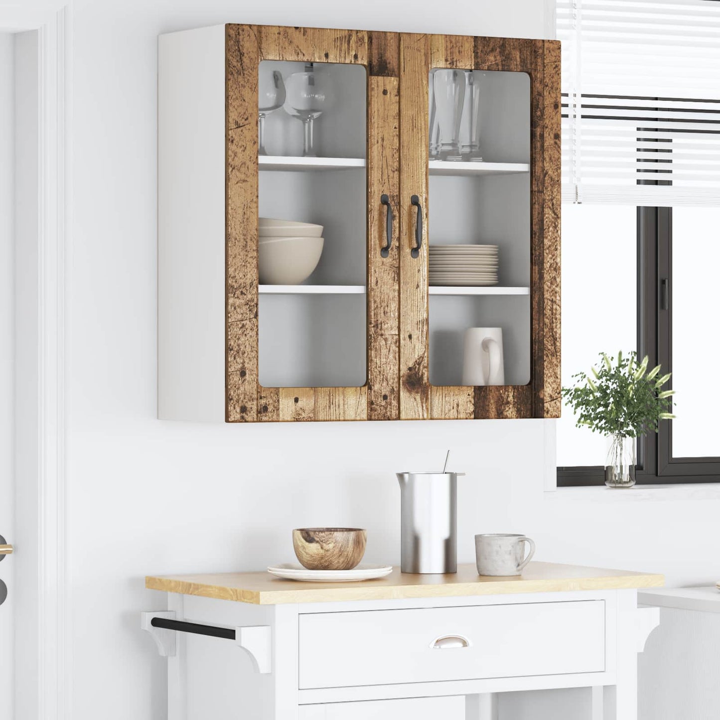 vidaXL Ραφιέρα τοίχου 2 pcs Παλιό ξύλο 40 x 31 x 80 εκ.