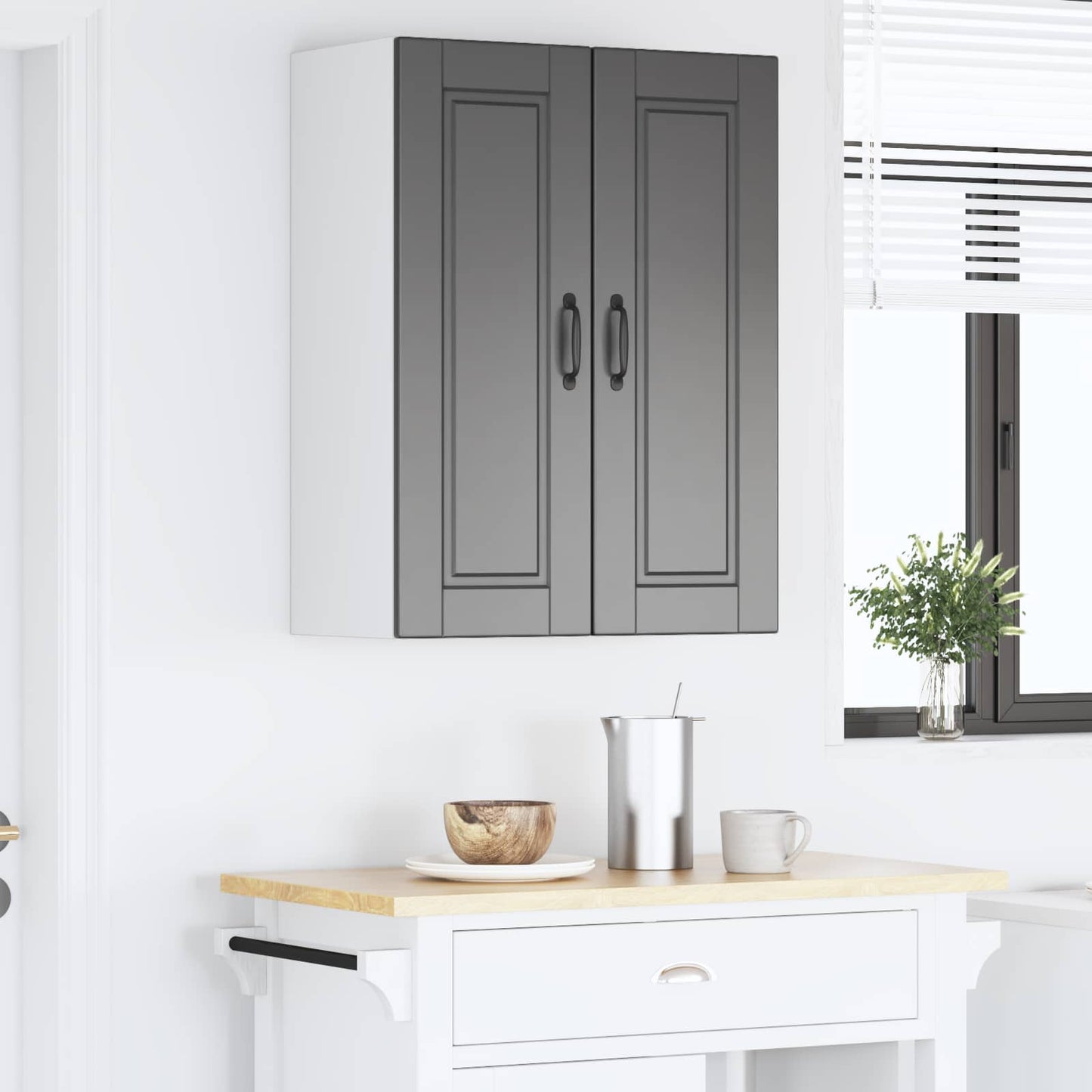 vidaXL Ντουλάπα Κουζίνας με ράφι με πόρτα 2 pcs Μαύρο 30 x 31 x 80 εκ.