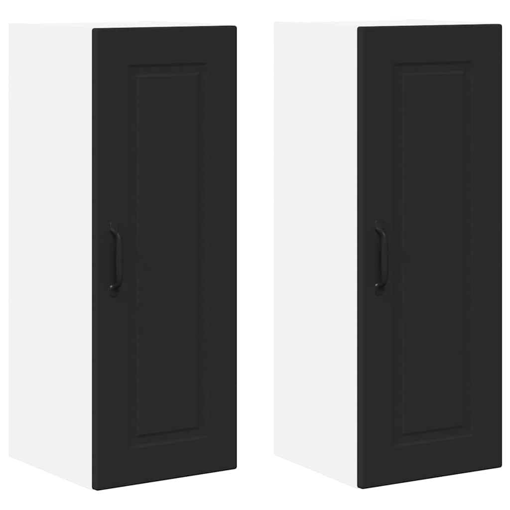 vidaXL Κρεμαστό ντουλάπι κουζίνας με ράφι 2 pcs Μαύρο 30 x 31 x 80 εκ.