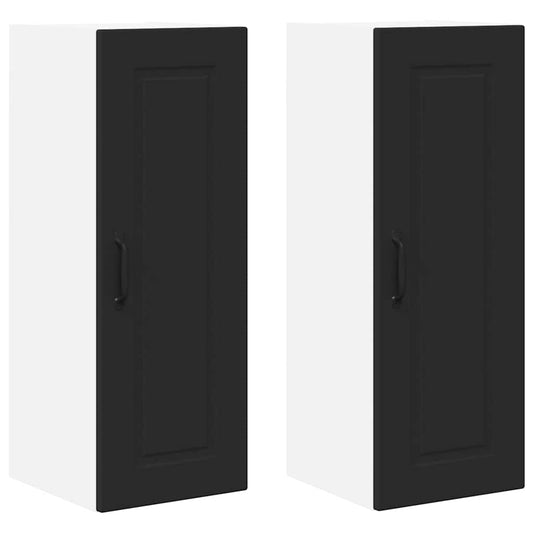 vidaXL Κρεμαστό ντουλάπι κουζίνας με ράφι 2 pcs Μαύρο 30 x 31 x 80 εκ.