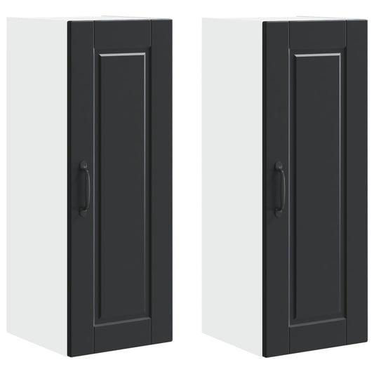 vidaXL Ντουλάπα Κουζίνας με ράφι με πόρτα 2 pcs Μαύρο 30 x 31 x 80 εκ.