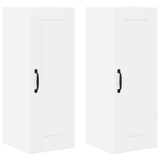 vidaXL Κρεμαστό ντουλάπι κουζίνας με ράφι 2 pcs Υψηλής γυαλάδας λευκό