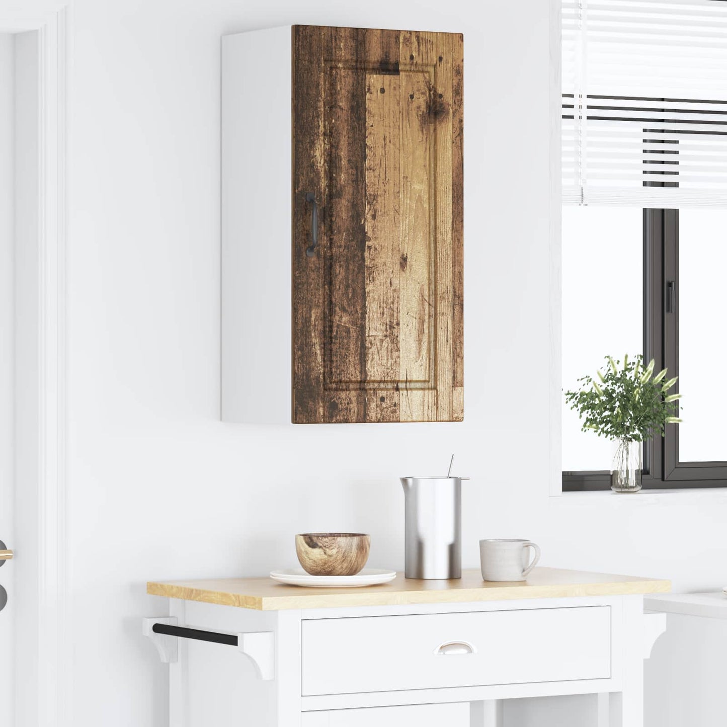 vidaXL Ντουλάπα Κουζίνας με ράφι Επιτοίχιο Παλιό ξύλο 40 x 31 x 80 εκ.