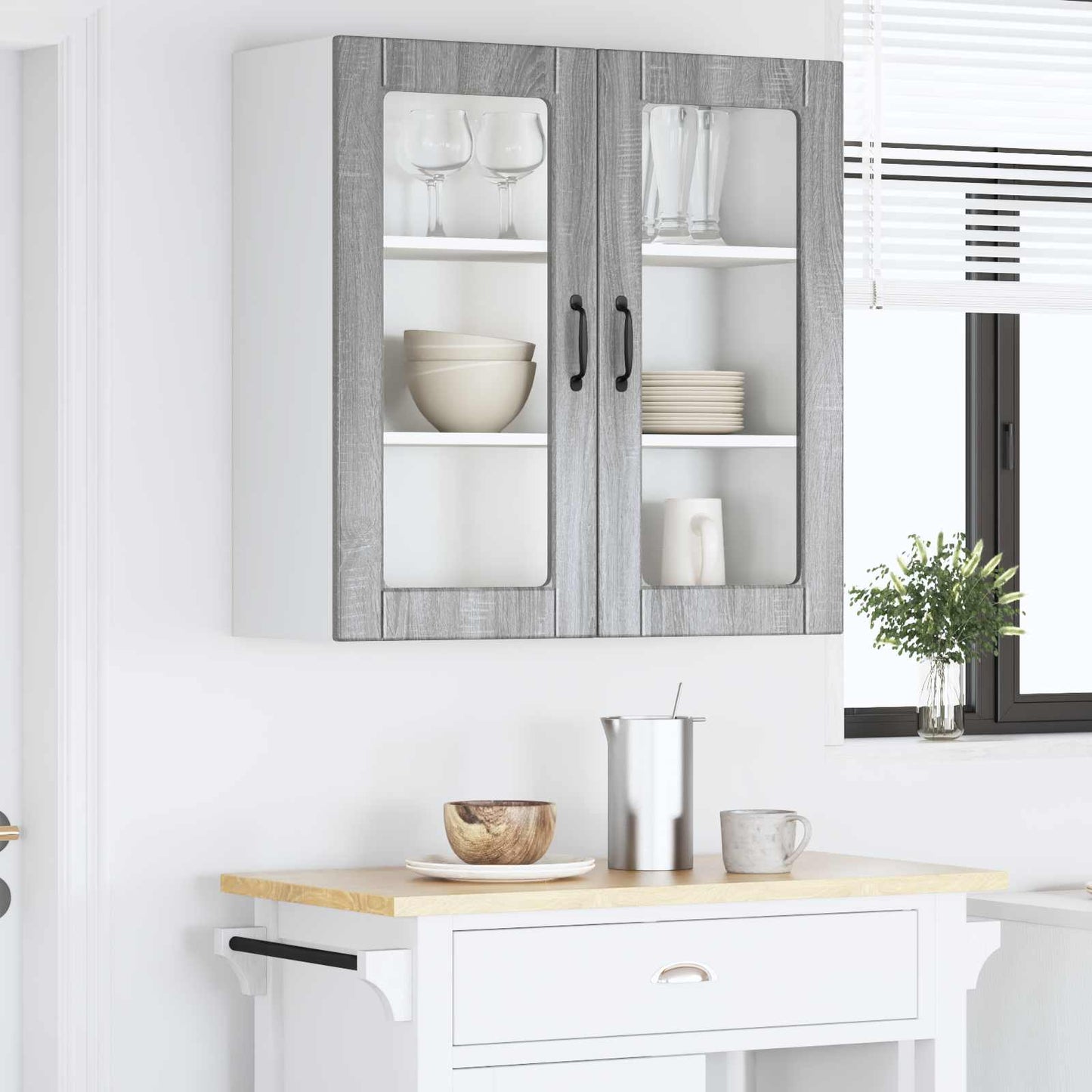 vidaXL Ντουλάπα Κουζίνας με ράφι Γκρίζο Σονομα 80 x 31 x 80 εκ.