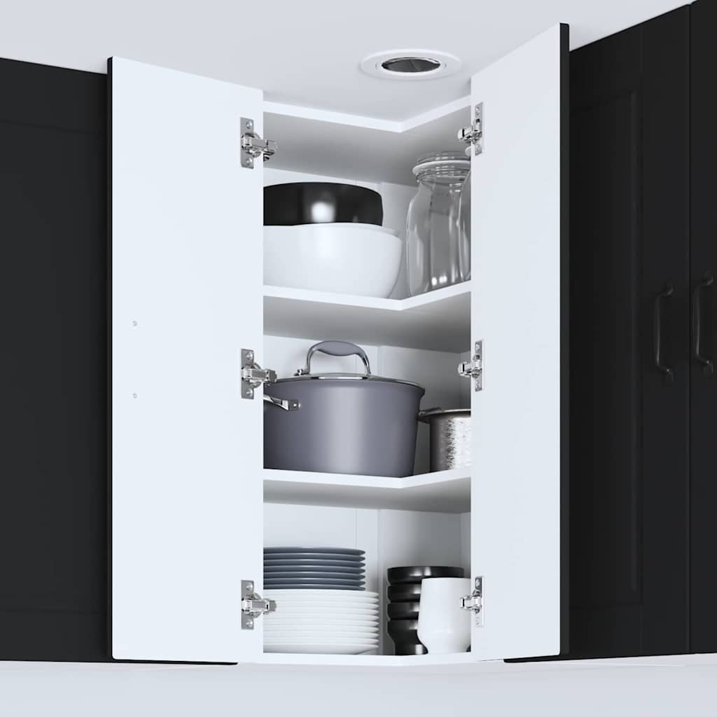 vidaXL Κρεμαστό ντουλάπι κουζίνας με ράφι Μαύρο 57 x 57 x 80 εκ.