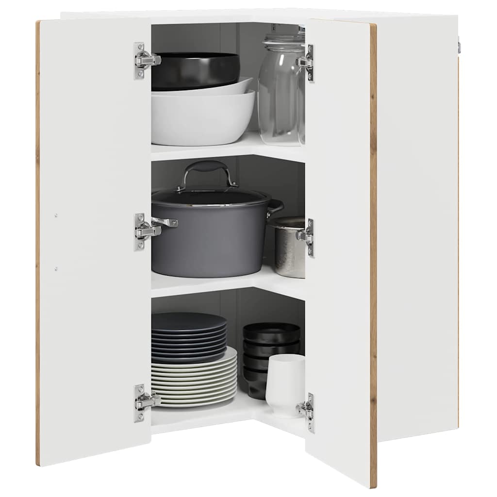 vidaXL Κρεμαστό ντουλάπι κουζίνας με ράφι Artisan Oak 57 x 57 x 80 εκ.