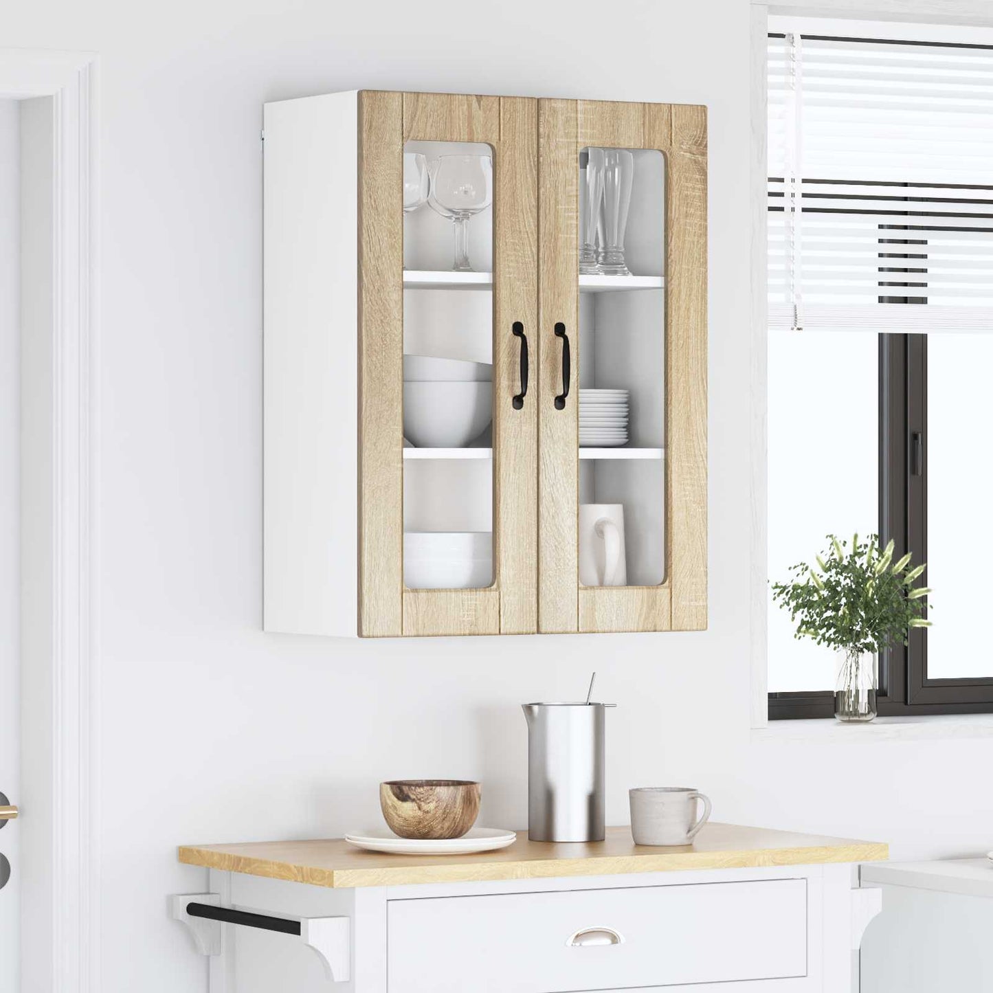 vidaXL Ντουλάπα Κουζίνας με ράφι με πόρτα Δρύς Sonoma 60 x 31 x 80 εκ.