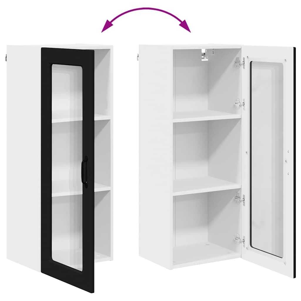 vidaXL Κρεμαστό ντουλάπι κουζίνας με ράφι Μαύρο 40 x 31 x 100 εκ.