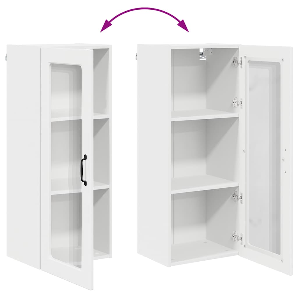 vidaXL Κρεμαστό ντουλάπι κουζίνας με ράφι Υψηλής γυαλάδας λευκό