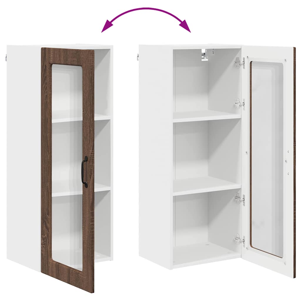 vidaXL Κρεμαστό ντουλάπι κουζίνας με ράφι Καφέ δρυς 40 x 31 x 100 εκ.