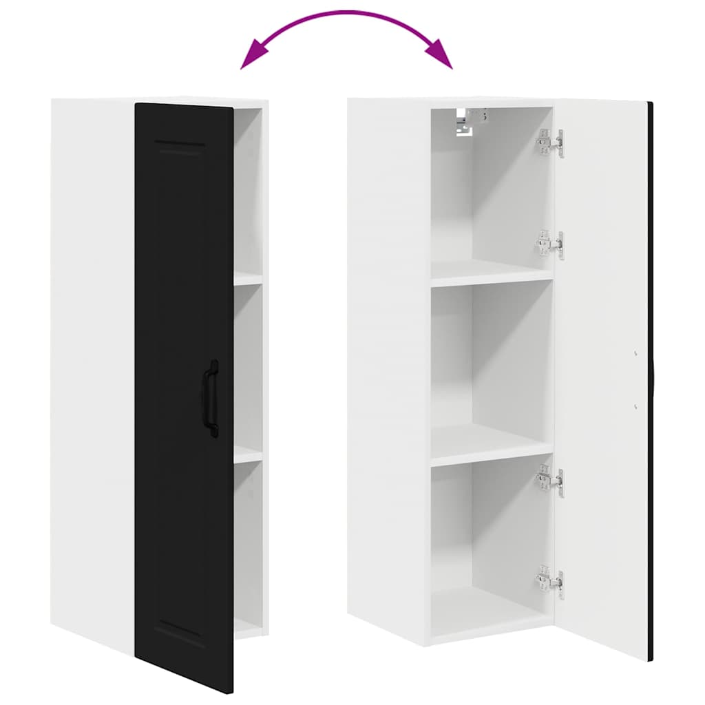 vidaXL Κρεμαστό ντουλάπι κουζίνας με ράφι Μαύρο 30 x 31 x 100 εκ.