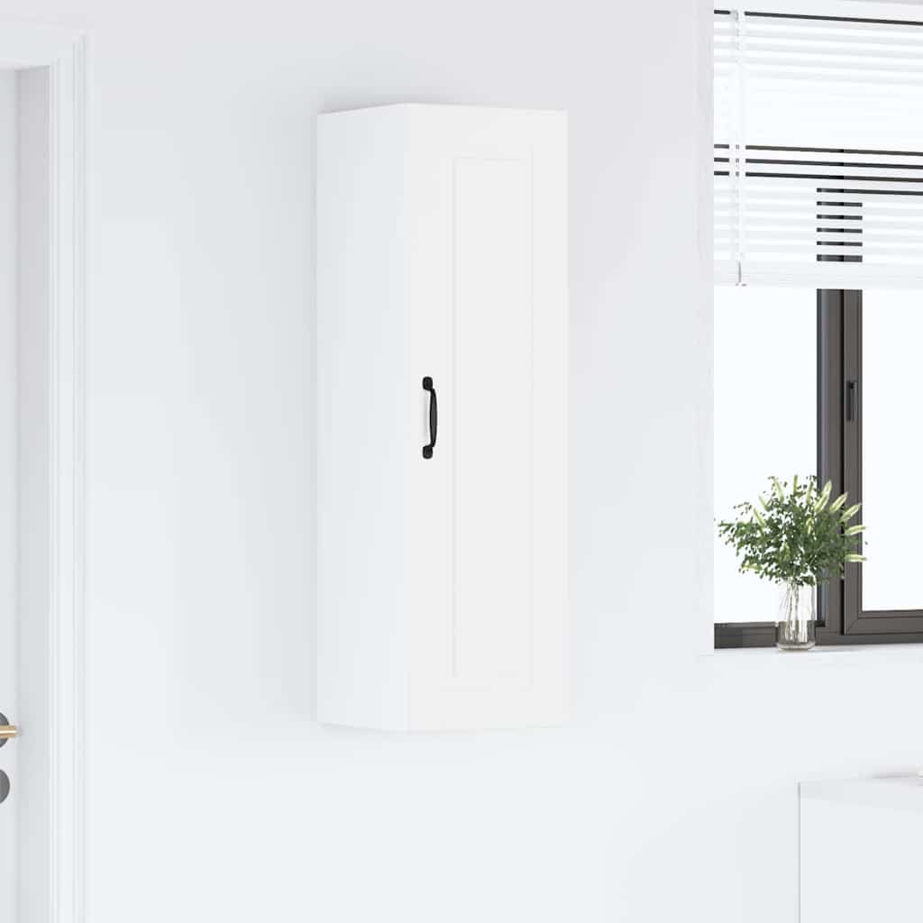 vidaXL Κρεμαστό ντουλάπι κουζίνας με ράφι Υψηλής γυαλάδας λευκό