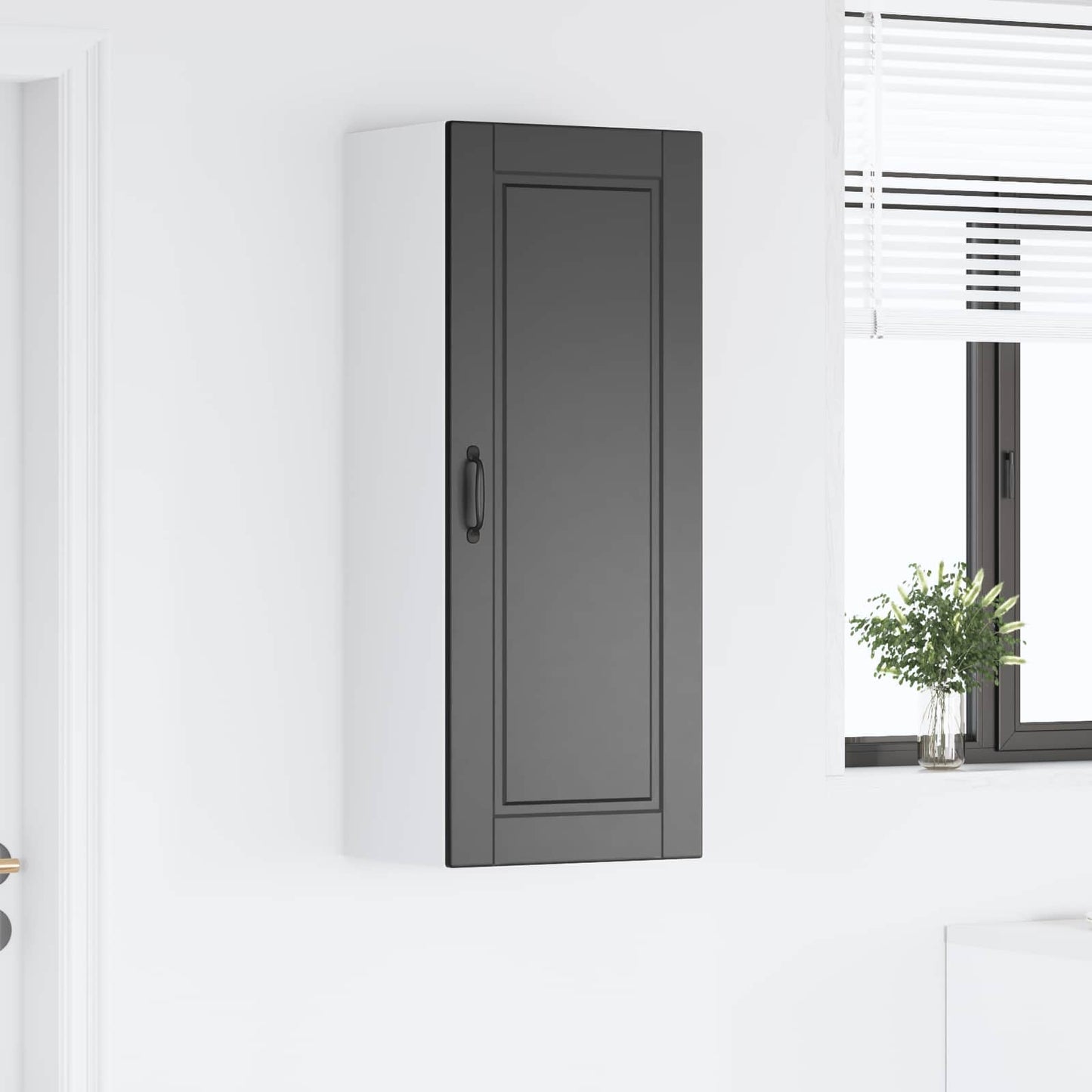 vidaXL Κρεμαστό ντουλάπι κουζίνας με ράφι Μαύρο 40 x 31 x 100 εκ.