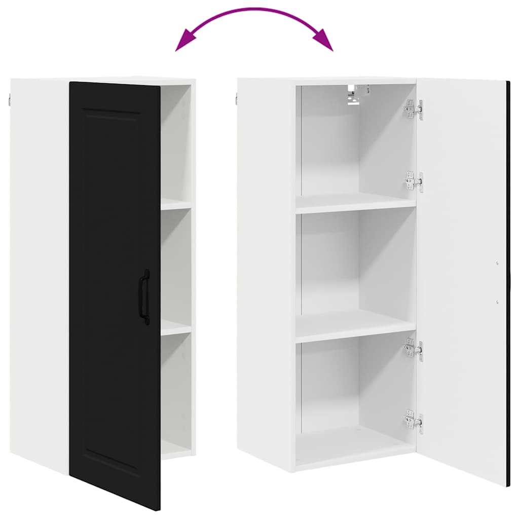 vidaXL Κρεμαστό ντουλάπι κουζίνας με ράφι Μαύρο 40 x 31 x 100 εκ.