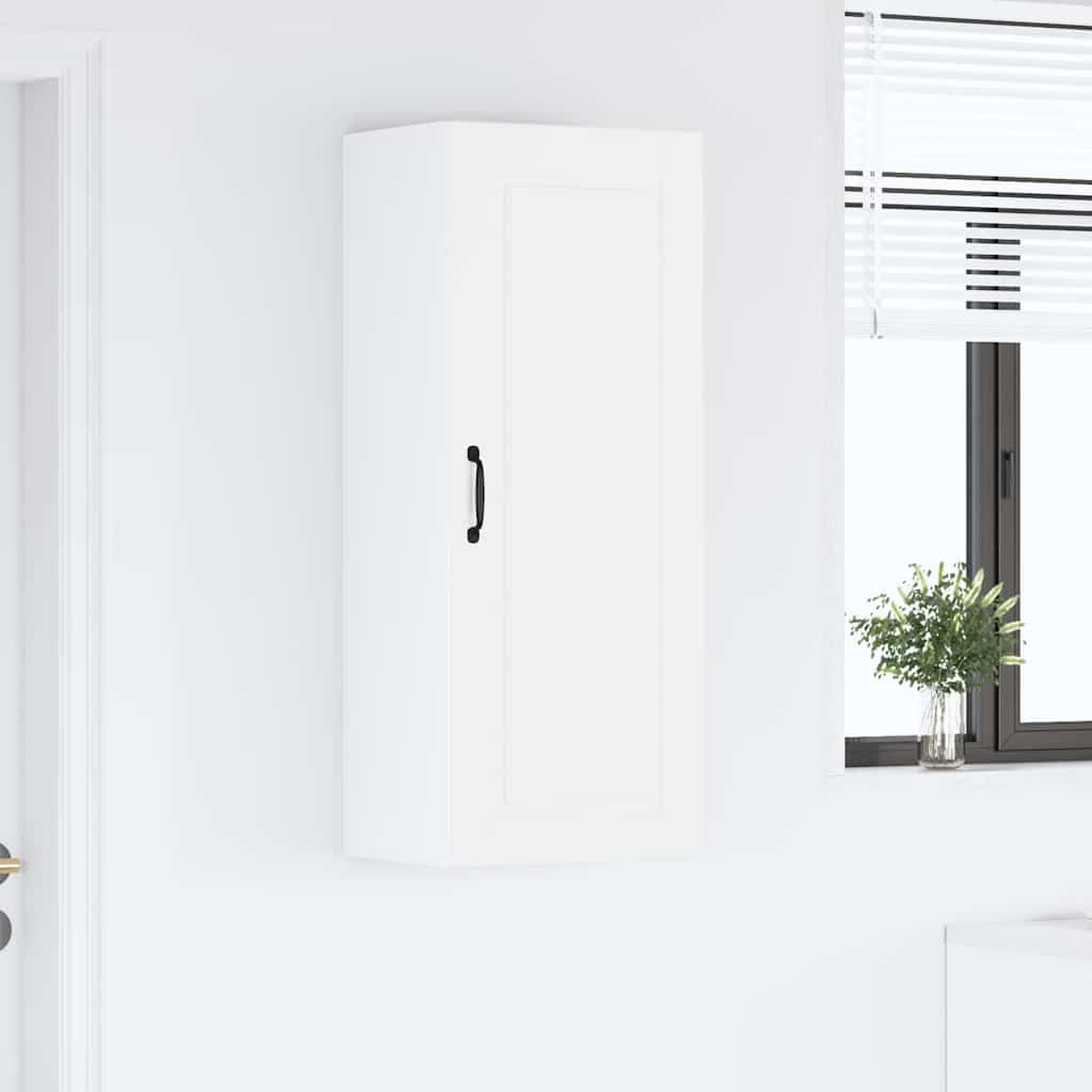 vidaXL Κρεμαστό ντουλάπι κουζίνας με ράφι Υψηλής γυαλάδας λευκό