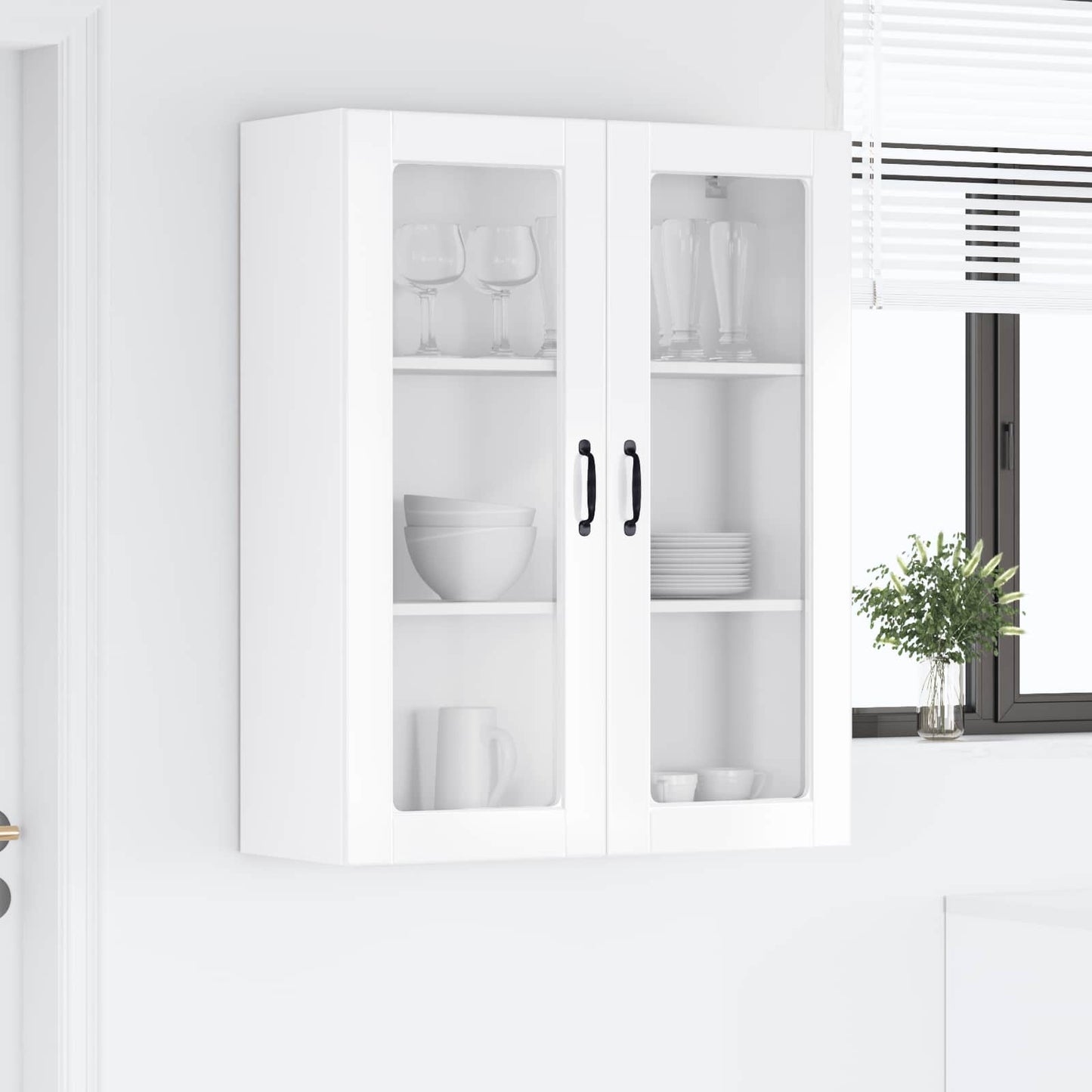 vidaXL Ραφιέρα τοίχου PORTO Υψηλής γυαλάδας λευκό 80 x 31 x 100 εκ.