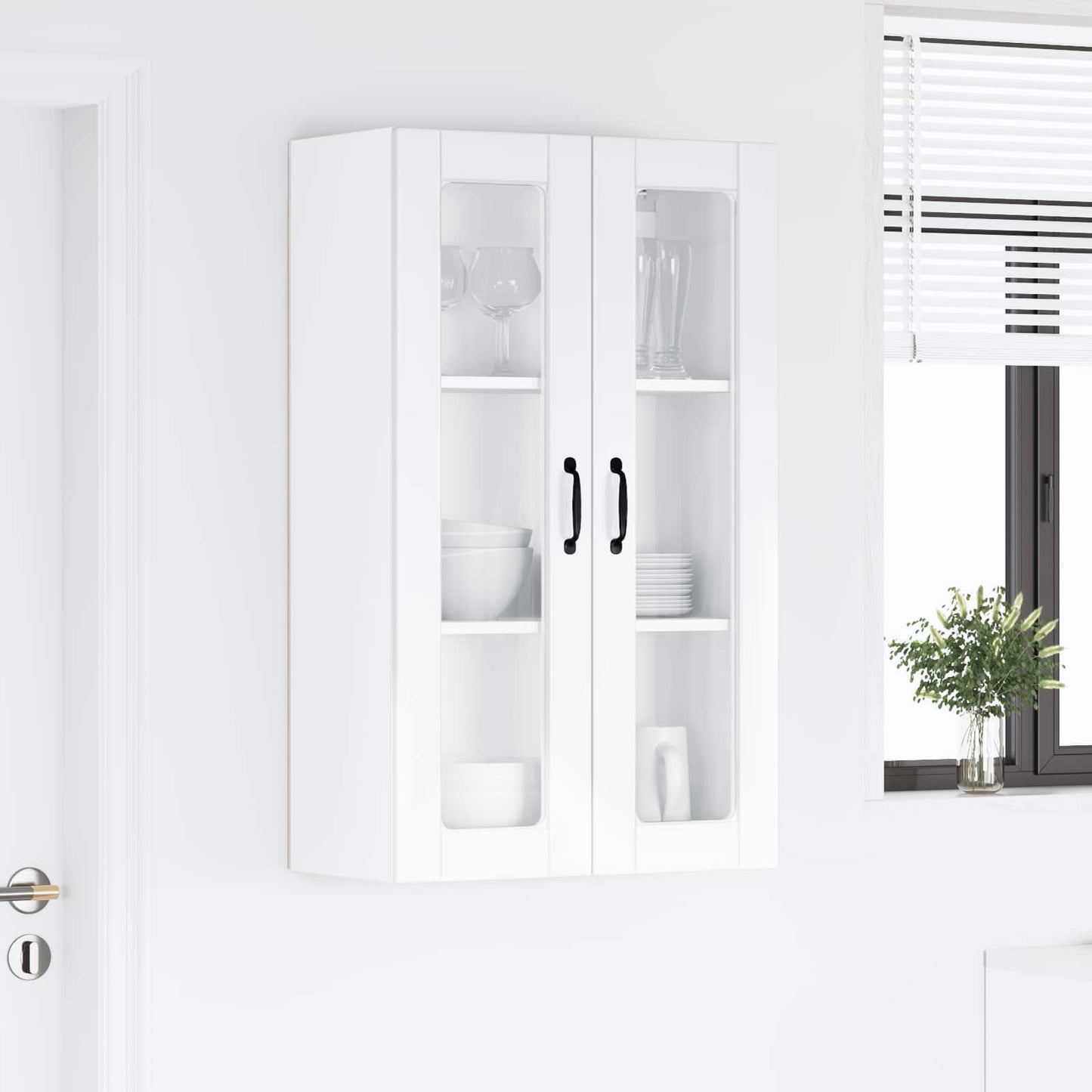 vidaXL Ραφιέρα τοίχου PORTO Υψηλής γυαλάδας λευκό 60 x 31 x 100 εκ.