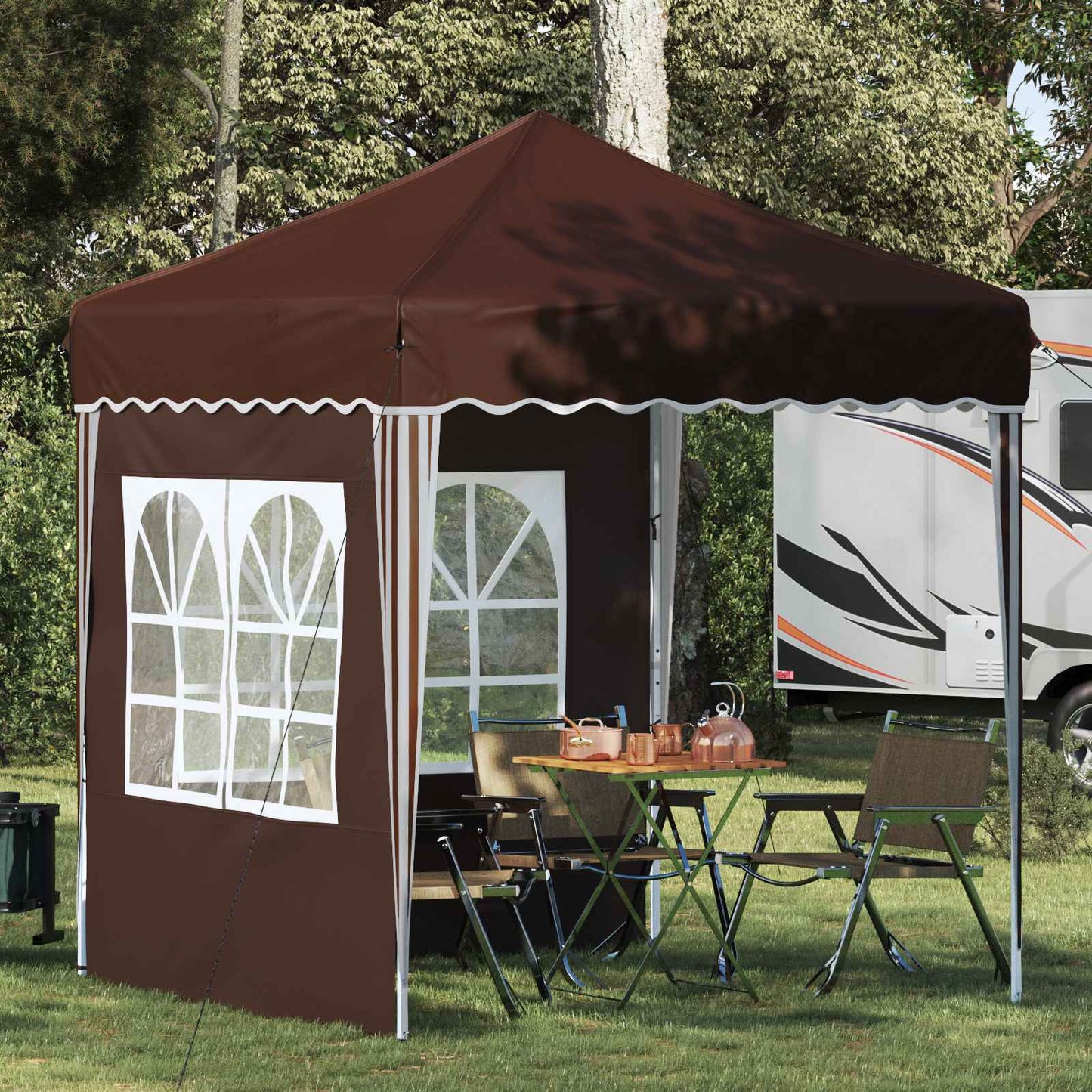 vidaXL Αυτοσχέδιο Μόρφωση Καφέ 195 x 195 x 245 εκ. Ύφασμα Όξφορντ