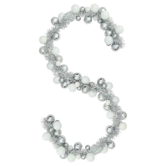 vidaXL Γιρλάντα με Χριστουγεννιάτικα Μπαλάκια Λευκό και Ασημί 186 εκ