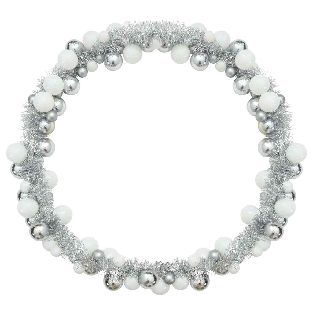 vidaXL Γιρλάντα με Χριστουγεννιάτικα Μπαλάκια Λευκό και Ασημί 186 εκ