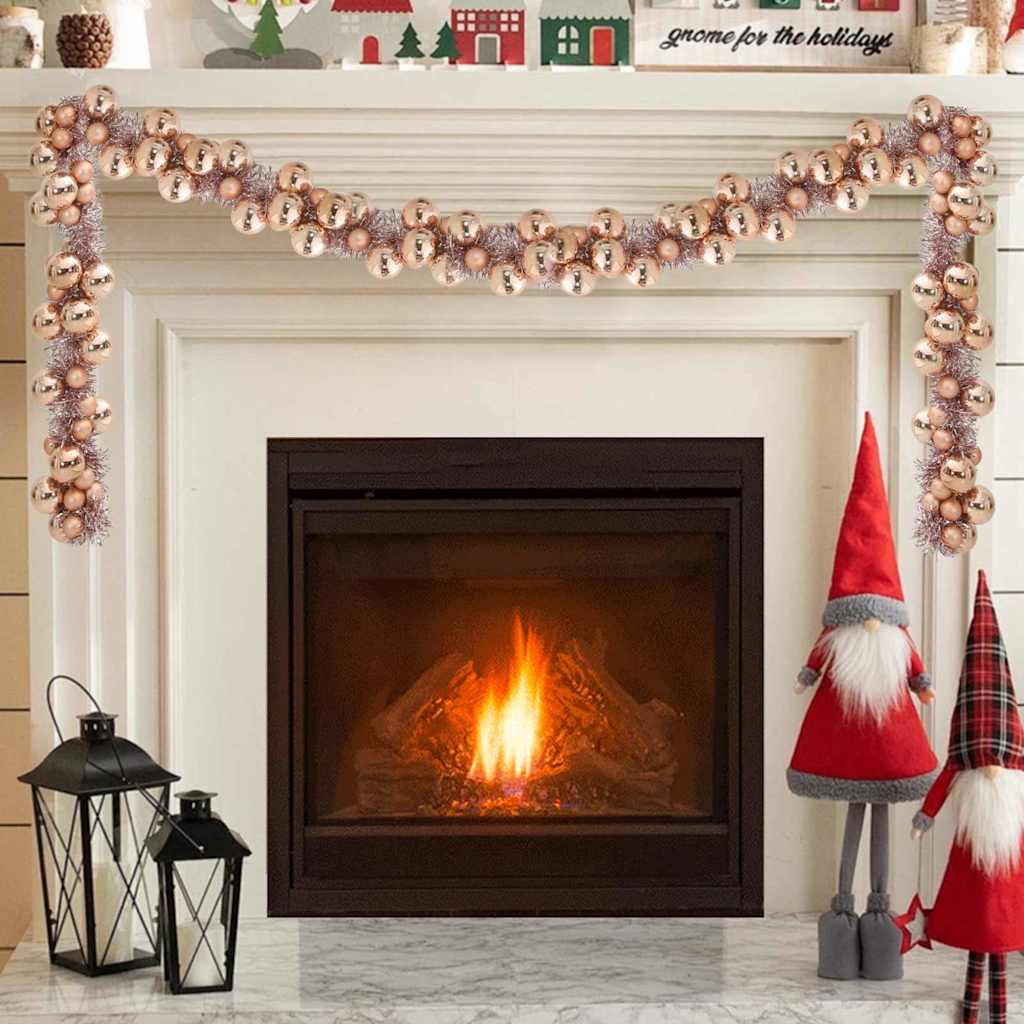 vidaXL Γιρλάντα με Χριστουγεννιάτικα Μπαλάκια Ροζ χρυσό 186 εκ