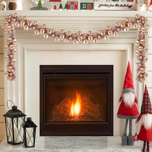 vidaXL Γιρλάντα με Χριστουγεννιάτικα Μπαλάκια Ροζ χρυσό 186 εκ