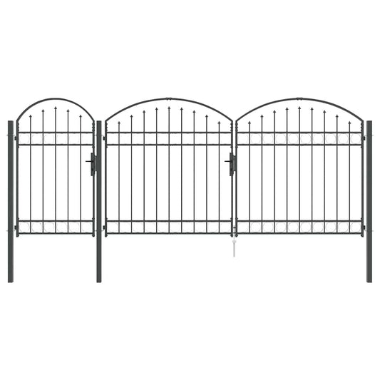 vidaXL Πύλη Κήπου με Καμπύλη Κορυφή Assen Γκρι 400 x 100 cm Ατσάλι