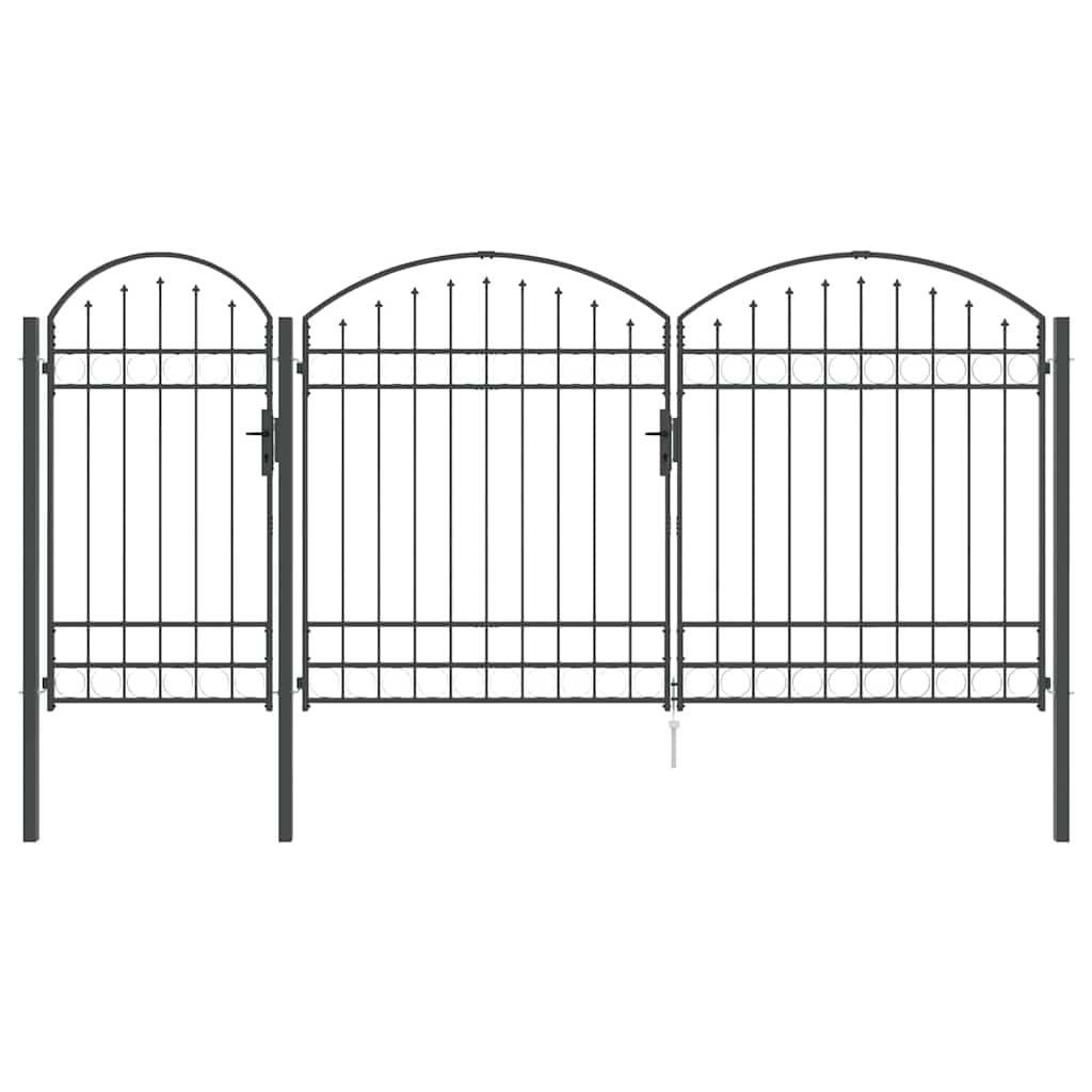vidaXL Πύλη Κήπου με Καμπύλη Κορυφή Assen Γκρι 400 x 125 cm Ατσάλι