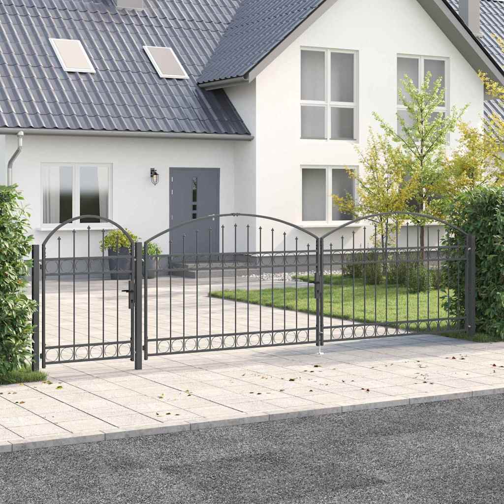 vidaXL Πύλη Κήπου με Καμπύλη Κορυφή Assen Γκρι 500 x 100 cm Ατσάλι