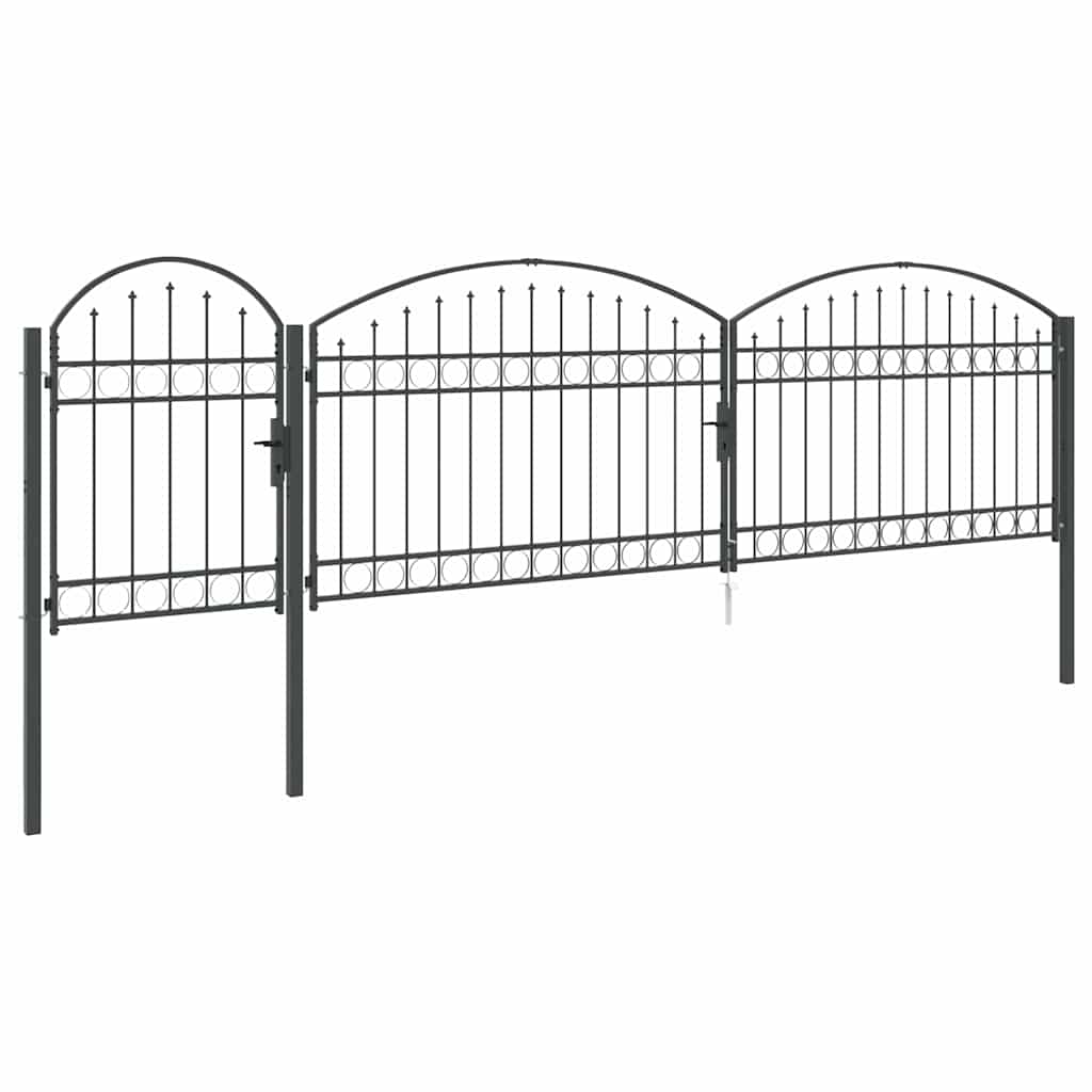 vidaXL Πύλη Κήπου με Καμπύλη Κορυφή Assen Γκρι 500 x 100 cm Ατσάλι