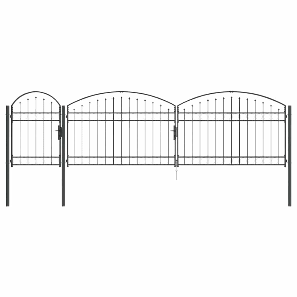 vidaXL Πύλη Κήπου με Καμπύλη Κορυφή Assen Γκρι 500 x 100 cm Ατσάλι