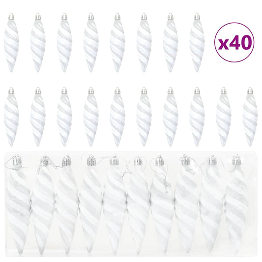 vidaXL Μπαλίτσα Χριστουγεννιάτικης Σπiral 40 pcs Λευκό Πλαστικό